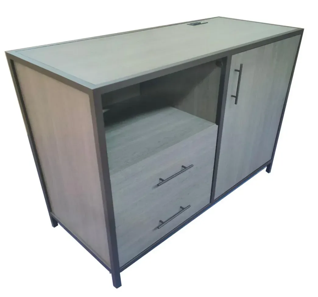 Metal casegood with integrated microfridge space